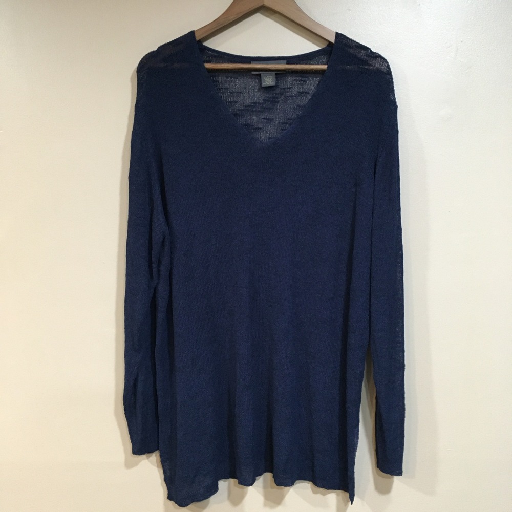Lane Bryant Sheer Knit Tunic Sweater Womens 18 20 Navy‎ Blue Whimsigoth Grunge